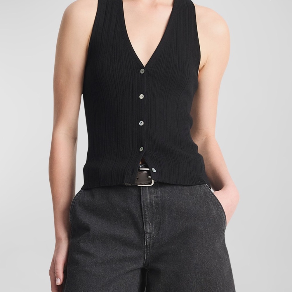 Vince button front knit tank top
